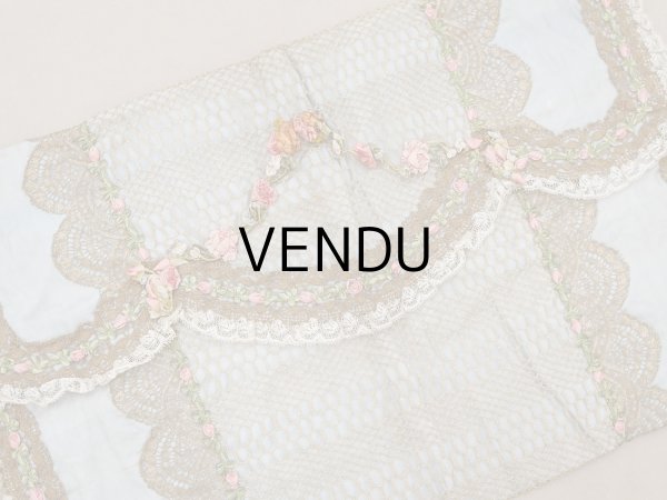 画像5: 【セール対象外】【クーポン対象外】アンティーク シルク製 ポシェット ロココトリム＆モチーフ スモーキーブルー ランジェリーケース  (5)