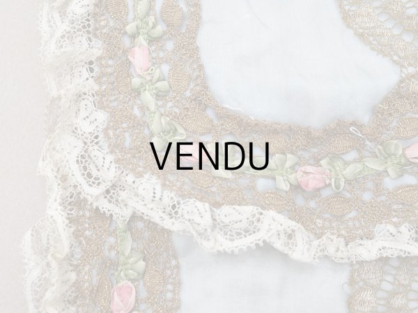 画像10: 【セール対象外】【クーポン対象外】アンティーク シルク製 ポシェット ロココトリム＆モチーフ スモーキーブルー ランジェリーケース  (10)