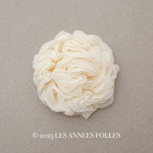 画像: アンティーク シルクシフォン 薔薇の布花 アイボリー