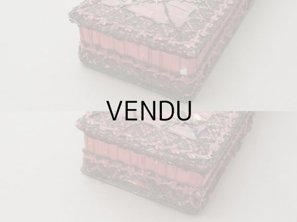 画像6: アンティーク ロココトリム付 グローブボックス チェリーピンク カルトナージュボックス  (6)