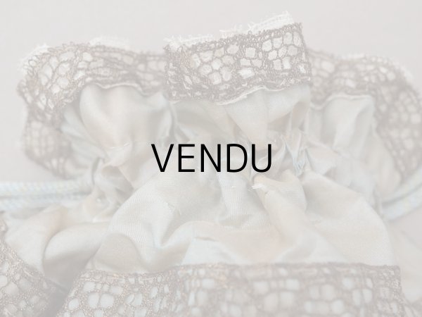 画像4: アンティーク ミラー付 舞踏会用 オモニエール 薔薇のロココモチーフ付 サフィレットブルー (4)