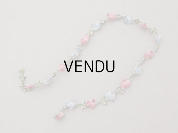 画像4: アンティーク シルク製 薔薇のロココトリム 37cm ローズピンク＆スモーキーブルー ロココリボン  (4)