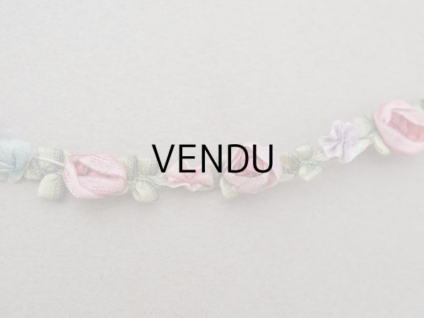 画像3: 【セール対象外】【クーポン対象外】アンティーク シルク製 薔薇のロココトリム 6色 55cm ローズピンク＆スモーキーブルー ロココリボン  (3)