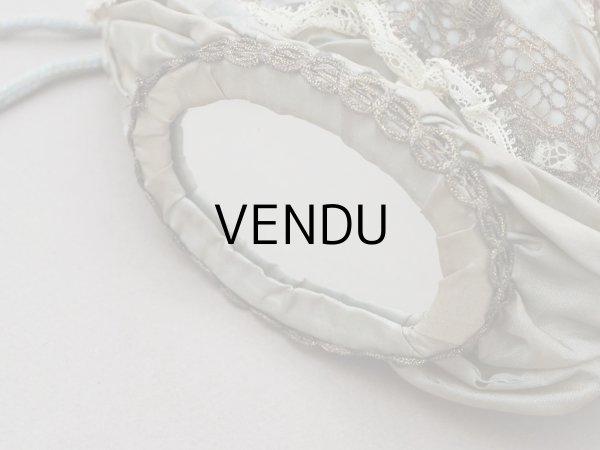 画像11: アンティーク ミラー付 舞踏会用 オモニエール 薔薇のロココモチーフ付 サフィレットブルー (11)