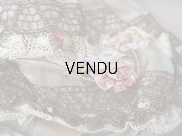 画像10: アンティーク ミラー付 舞踏会用 オモニエール 薔薇のロココモチーフ付 サフィレットブルー (10)