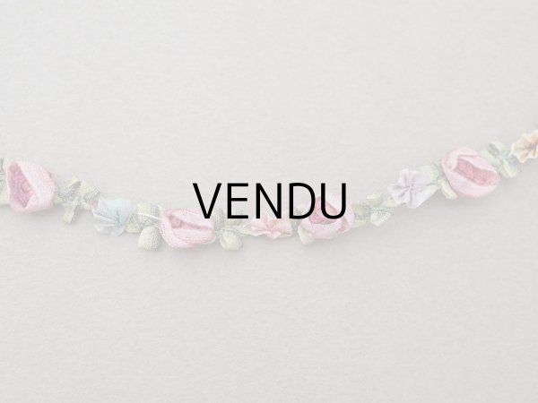 画像2: 【セール対象外】【クーポン対象外】アンティーク シルク製 薔薇のロココトリム 6色 55cm ローズピンク＆スモーキーブルー ロココリボン  (2)
