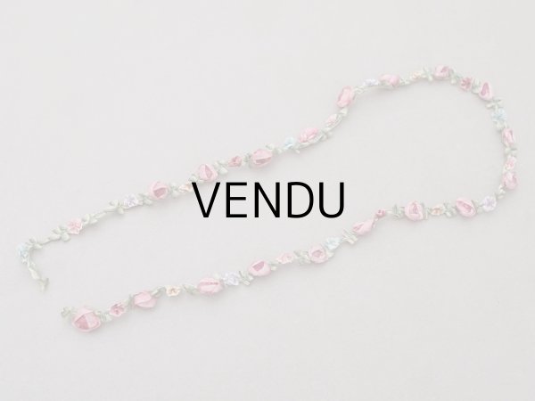 画像4: 【セール対象外】【クーポン対象外】アンティーク シルク製 薔薇のロココトリム 6色 55cm ローズピンク＆スモーキーブルー ロココリボン  (4)
