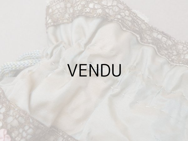 画像16: アンティーク ミラー付 舞踏会用 オモニエール 薔薇のロココモチーフ付 サフィレットブルー (16)