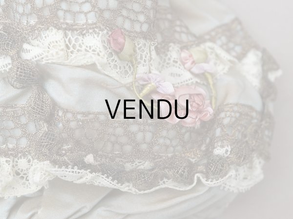 画像6: アンティーク ミラー付 舞踏会用 オモニエール 薔薇のロココモチーフ付 サフィレットブルー (6)