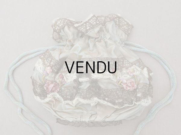 画像7: アンティーク ミラー付 舞踏会用 オモニエール 薔薇のロココモチーフ付 サフィレットブルー (7)