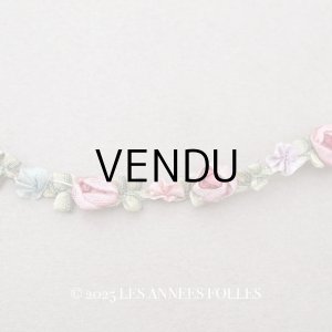 画像: 【セール対象外】【クーポン対象外】アンティーク シルク製 薔薇のロココトリム 6色 55cm ローズピンク＆スモーキーブルー ロココリボン 