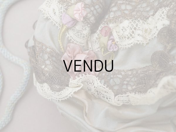 画像5: アンティーク ミラー付 舞踏会用 オモニエール 薔薇のロココモチーフ付 サフィレットブルー (5)