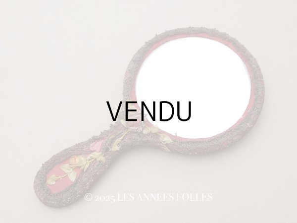 画像1: アンティーク 薔薇のロココモチーフ付 ハンドミラー (1)