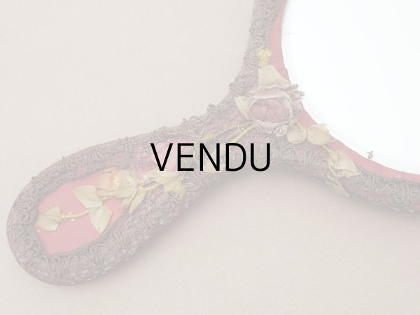 画像2: アンティーク 薔薇のロココモチーフ付 ハンドミラー (2)