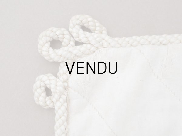 画像13: アンティーク シルク製 花かごのリボン刺繍入り ハンキーケース ハンカチ用ポシェット フラワーバスケット (13)