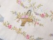 画像7: アンティーク シルク製 花かごのリボン刺繍入り ハンキーケース ハンカチ用ポシェット フラワーバスケット (7)