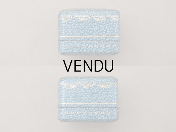 画像5: アンティーク 薔薇とリボンのガーランド リングケース ジュエリーボックス スモーキーブルー (5)