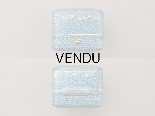 画像4: アンティーク 薔薇とリボンのガーランド リングケース ジュエリーボックス スモーキーブルー (4)