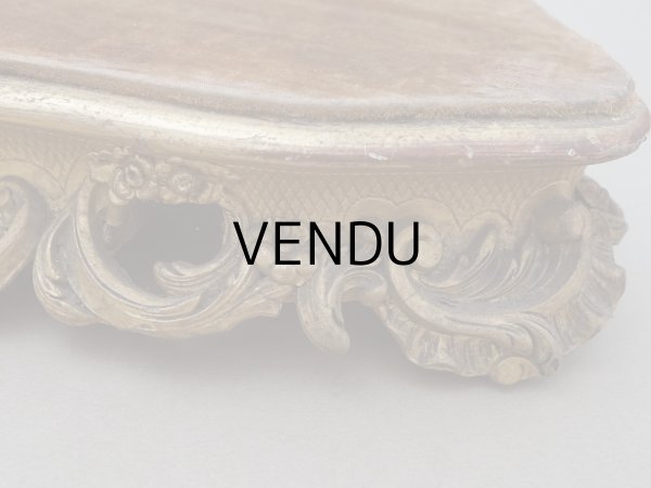 画像12: 19世紀 アンティーク ロカイユ装飾の台座 コーヒーブラウンのベルベット (12)