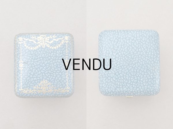 画像3: アンティーク 薔薇とリボンのガーランド リングケース ジュエリーボックス スモーキーブルー (3)