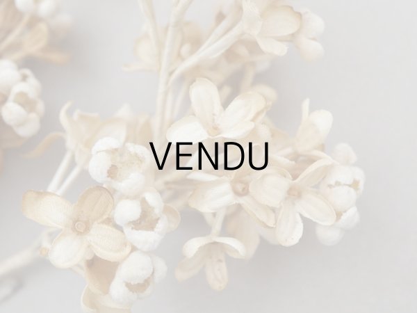 画像5: アンティーク ライラックの大きな布花 オフホワイト&ブラウン ラベル付き (5)