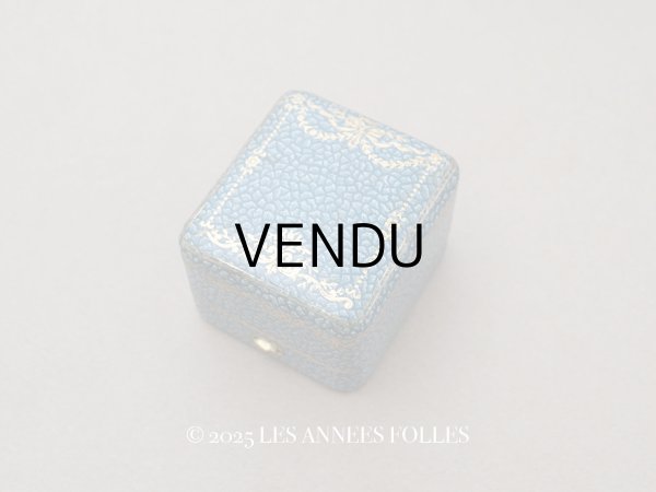画像1: アンティーク 薔薇とリボンのガーランド リングケース ジュエリーボックス スモーキーブルー (1)