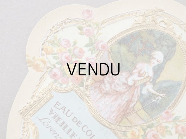 画像2: アンティーク パフュームラベル 薔薇とリボンのメダイヨン EAU DE COLOGNE VIEILLE FRANCE - LORENZY PALANCA PARIS - (2)