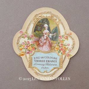 画像: アンティーク パフュームラベル 薔薇とリボンのメダイヨン EAU DE COLOGNE VIEILLE FRANCE - LORENZY PALANCA PARIS -