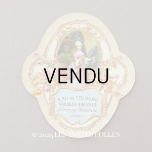 画像: アンティーク パフュームラベル 薔薇とリボンのメダイヨン EAU DE COLOGNE VIEILLE FRANCE - LORENZY PALANCA PARIS -