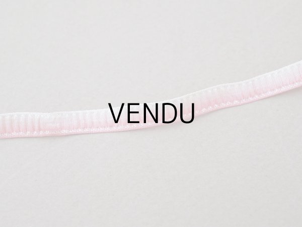 画像2: アンティーク シルク製 トリム ロココ調 7mm幅  1.75m ピンクのグラデーション リボン刺繍 & ロココトリム　 (2)