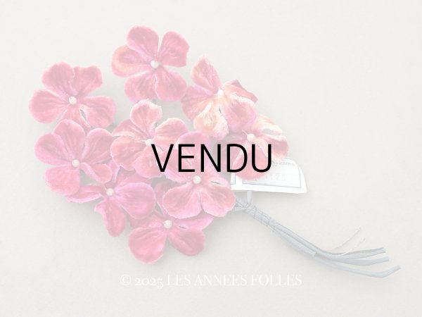 画像1: 未使用 アンティーク ベルベットの布花 チェリーピンクラベル付  プランタン百貨店 - AU PRINTEMPS - (1)