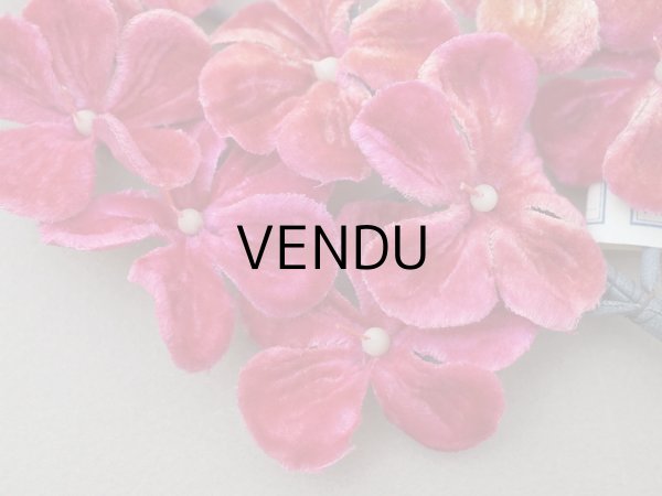 画像4: 未使用 アンティーク ベルベットの布花 チェリーピンクラベル付  プランタン百貨店 - AU PRINTEMPS - (4)