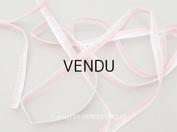 画像1: アンティーク シルク製 トリム ロココ調 7mm幅  1.75m ピンクのグラデーション リボン刺繍 & ロココトリム　 (1)