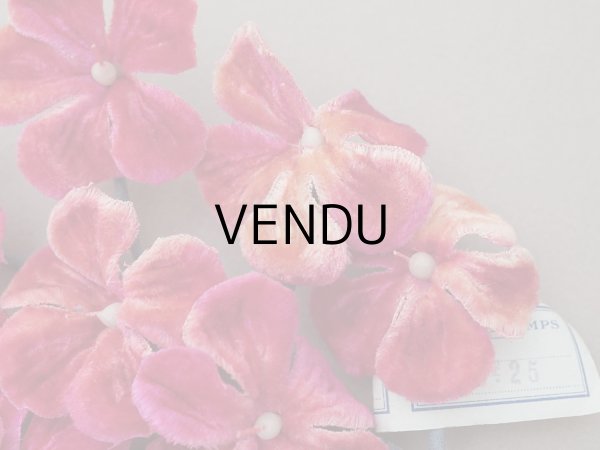 画像5: 未使用 アンティーク ベルベットの布花 チェリーピンクラベル付  プランタン百貨店 - AU PRINTEMPS - (5)