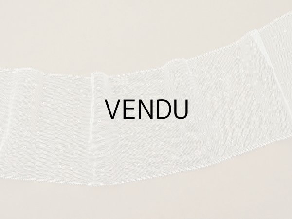 画像2: アンティーク ドット柄 幅広 チュールレース 14cm幅 オフホワイト (2)