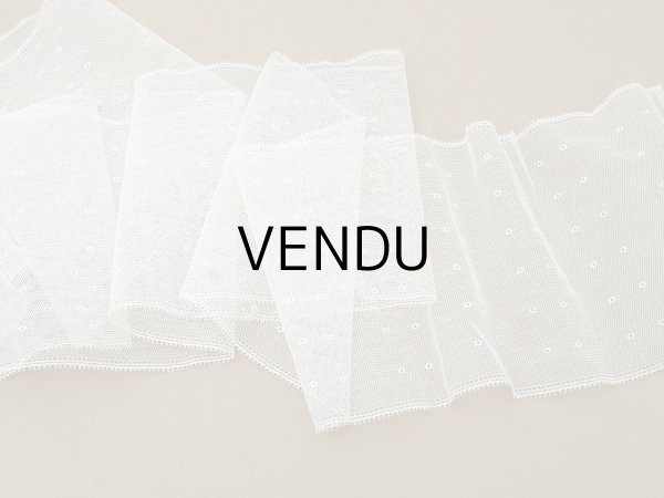 画像4: アンティーク ドット柄 幅広 チュールレース 14cm幅 オフホワイト (4)