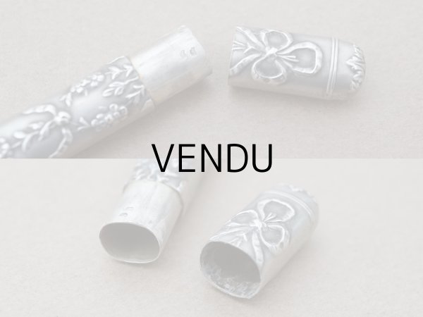 画像5: アンティーク シルバー製 リボン＆花のガーランド ソーイングセット 裁縫道具 (5)