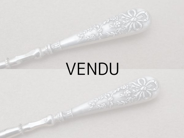 画像7: アンティーク シルバー製 リボン＆花のガーランド ソーイングセット 裁縫道具 (7)