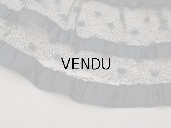 画像11: 1900年頃 アンティーク 47cm幅  ドレスの裾 ドットのチュール＆シルクサテンリボン 黒  約430cm   (11)