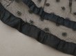 画像12: 1900年頃 アンティーク 47cm幅  ドレスの裾 ドットのチュール＆シルクサテンリボン 黒  約430cm   (12)