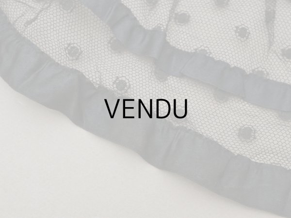 画像12: 1900年頃 アンティーク 47cm幅  ドレスの裾 ドットのチュール＆シルクサテンリボン 黒  約430cm   (12)