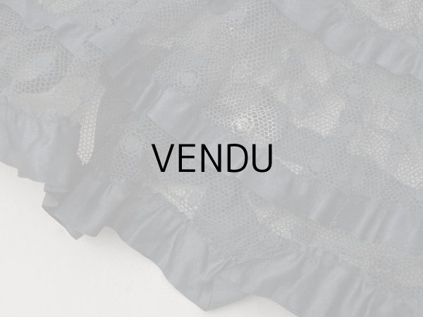 画像9: 1900年頃 アンティーク 47cm幅  ドレスの裾 ドットのチュール＆シルクサテンリボン 黒  約430cm   (9)