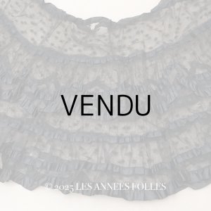 画像: 1900年頃 アンティーク 47cm幅 ドレスの裾 ドットのチュール&シルクサテンリボン 黒 約430cm