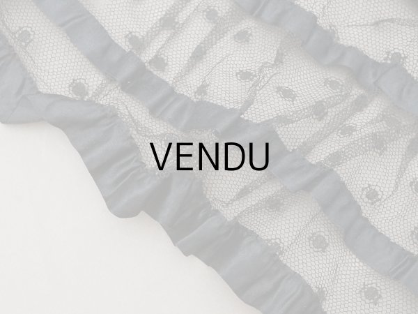 画像6: 1900年頃 アンティーク 47cm幅  ドレスの裾 ドットのチュール＆シルクサテンリボン 黒  約430cm   (6)