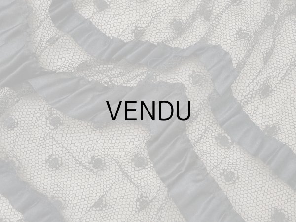 画像5: 1900年頃 アンティーク 47cm幅  ドレスの裾 ドットのチュール＆シルクサテンリボン 黒  約430cm   (5)