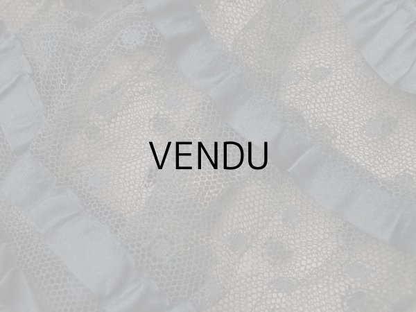 画像10: 1900年頃 アンティーク 47cm幅  ドレスの裾 ドットのチュール＆シルクサテンリボン 黒  約430cm   (10)