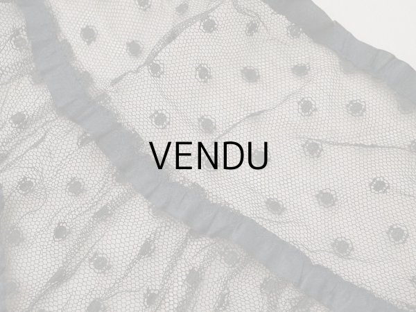 画像4: 1900年頃 アンティーク 47cm幅  ドレスの裾 ドットのチュール＆シルクサテンリボン 黒  約430cm   (4)