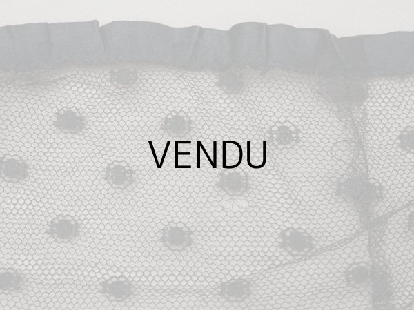 画像13: 1900年頃 アンティーク 47cm幅  ドレスの裾 ドットのチュール＆シルクサテンリボン 黒  約430cm   (13)