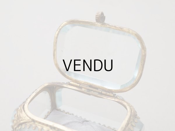 画像5: アンティーク ジュエリーボックス 薄紫 ラヴェンダーグレイのシルククッション  (5)