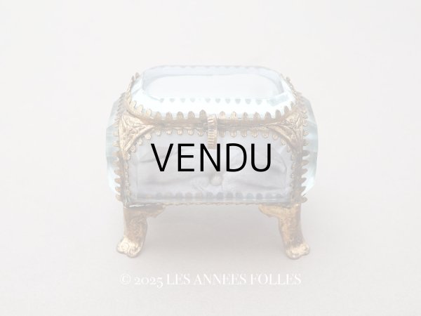 画像1: アンティーク ジュエリーボックス 薄紫 ラヴェンダーグレイのシルククッション  (1)